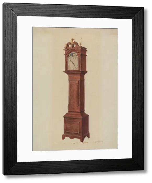 Framed Print : Grandfathers Clock, c. 1942. Creator: Ralph Morton Framed Print : Grandfathers Clock, c. 1942. Creator: Ralph Morton