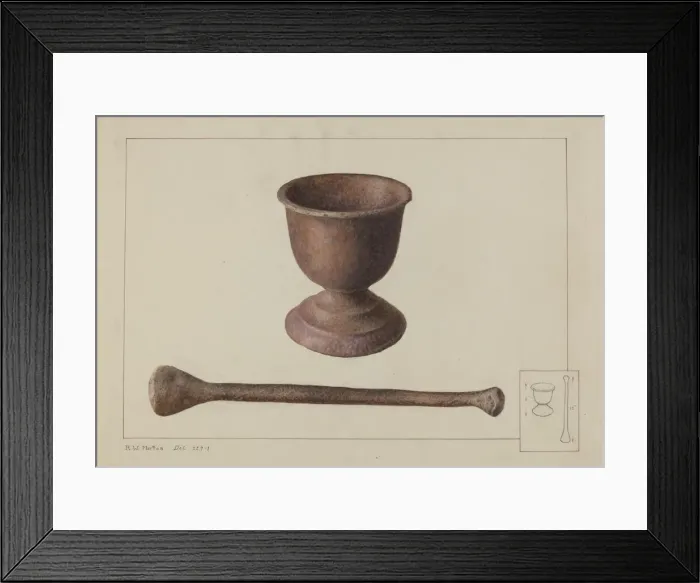 Framed Print : Mortar and Pestle, c. 1938. Creator: Ralph Morton Framed Print : Mortar and Pestle, c. 1938. Creator: Ralph Morton