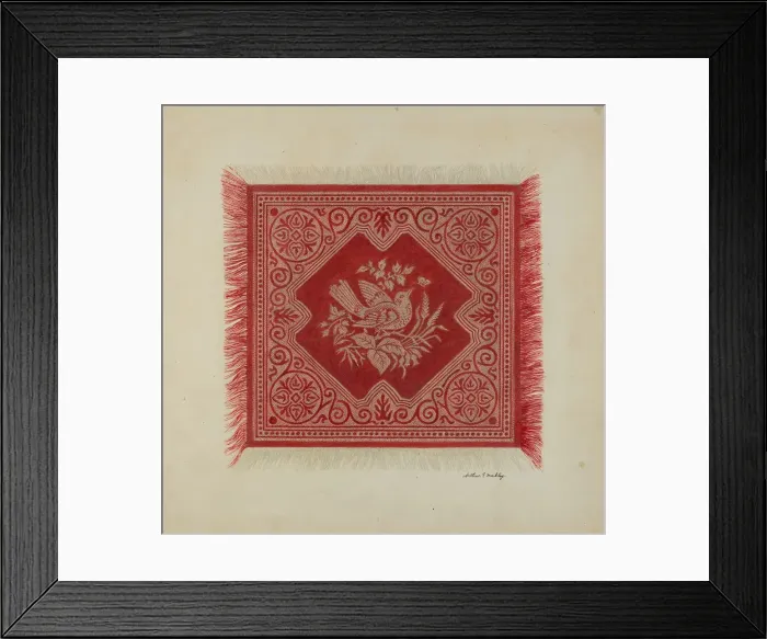 Framed Print : Red and White Table Napkin, c. 1939. Creator: Merkley, Arthur G