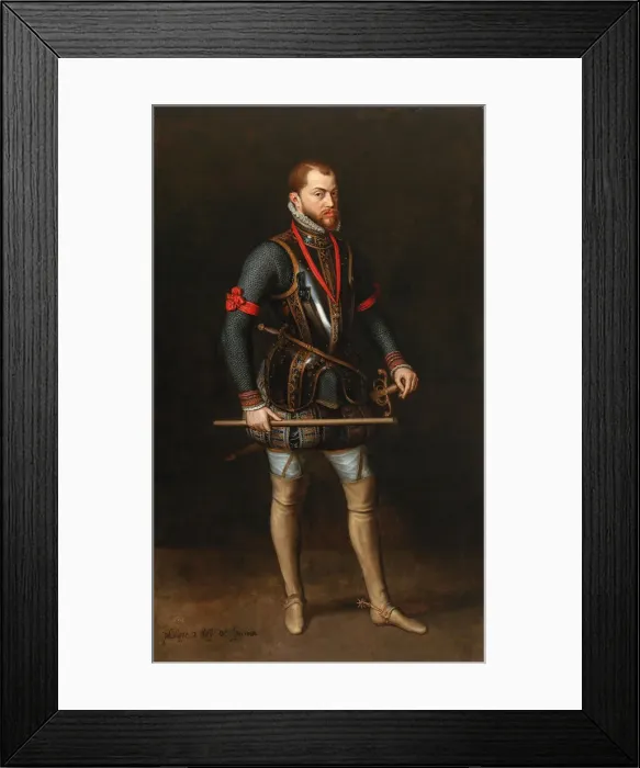 Framed Print : Portrait of Philip II (1527-1598), King of Spain, in armor Framed Print : Portrait of Philip II (1527-1598), King of Spain, in armor