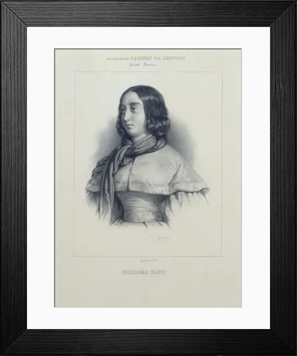 Framed Print : Portrait of George Sand. Creator: Julien, Bernard Romain (1802-1871) Framed Print : Portrait of George Sand. Creator: Julien, Bernard Romain (1802-1871)