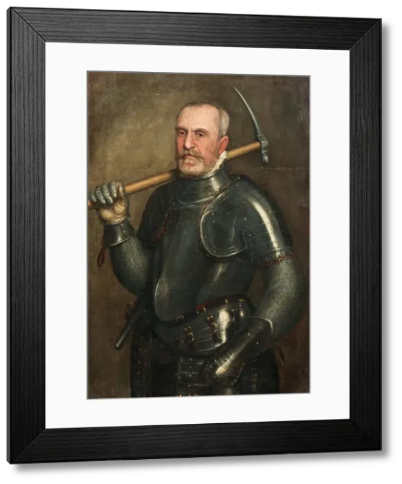 Framed Print : Portrait of Giulio Savorgnan (1510-1595) with Pickaxe, c. 1565 Framed Print : Portrait of Giulio Savorgnan (1510-1595) with Pickaxe, c. 1565