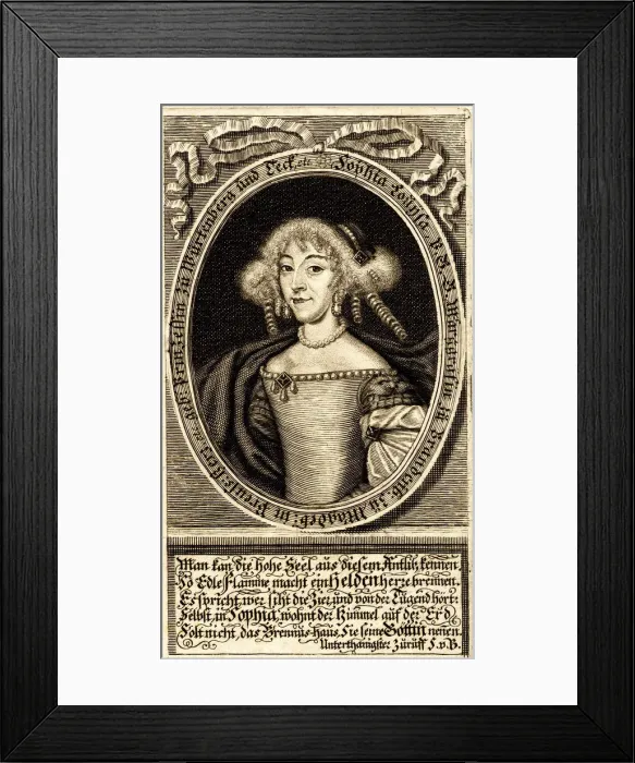 Framed Print : Portrait of Sophie Louise of Württemberg-Stuttgart (1642-1702), Margravine of... 1672. Creator: Sandrart, Jacob, von (1630-1708) Framed Print : Portrait of Sophie Louise of Württemberg-Stuttgart (1642-1702), Margravine of... 1672. Creator: Sandrart, Jacob, von (1630-1708)