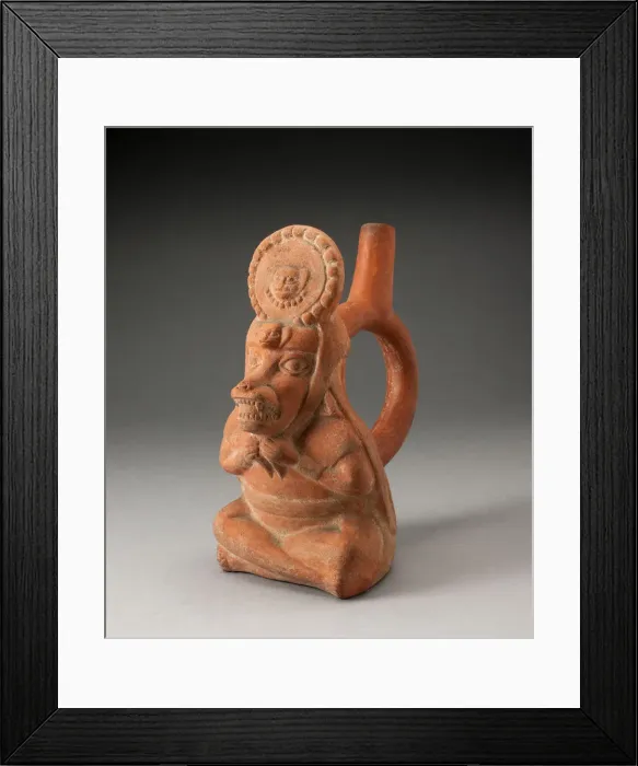 Framed Print : Handle Spout Vessel in Form of a Royal Messenger with the Head of a Fox, 100 B. C. / A. D Framed Print : Handle Spout Vessel in Form of a Royal Messenger with the Head of a Fox, 100 B. C. / A. D