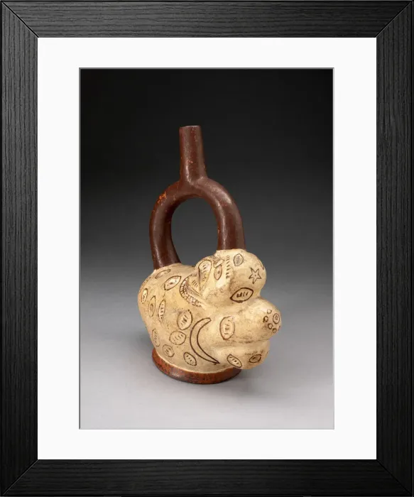 Framed Print : Handle Spout Vessel in the Form of a Potato with Painted Motifs, Probably Eyes, 100 B. C Framed Print : Handle Spout Vessel in the Form of a Potato with Painted Motifs, Probably Eyes, 100 B. C