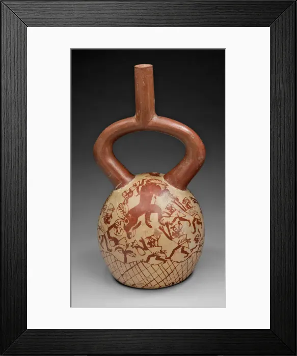 Framed Print : Stirrup Spout Vessel with Fineline Deer Hunt Motif, 100 B. C. / A. D. 500. Creator: Unknown Framed Print : Stirrup Spout Vessel with Fineline Deer Hunt Motif, 100 B. C. / A. D. 500. Creator: Unknown