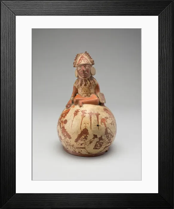 Framed Print : Vessel Representing a Seated Figure with a Warfare Scene, 100 B. C. / A. D. 500 Framed Print : Vessel Representing a Seated Figure with a Warfare Scene, 100 B. C. / A. D. 500