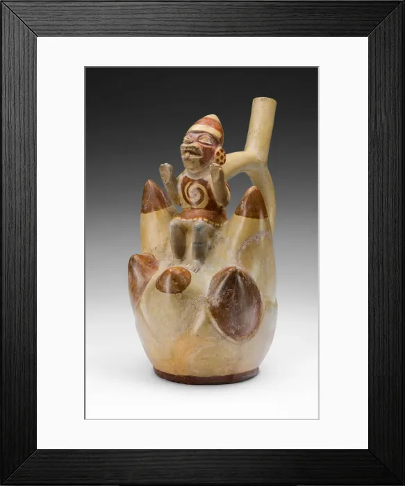 Framed Print : Vessel Depicting a Figure on Top of a Seven-Peaked Mountain, 100 B. C. / A. D. 500 Framed Print : Vessel Depicting a Figure on Top of a Seven-Peaked Mountain, 100 B. C. / A. D. 500