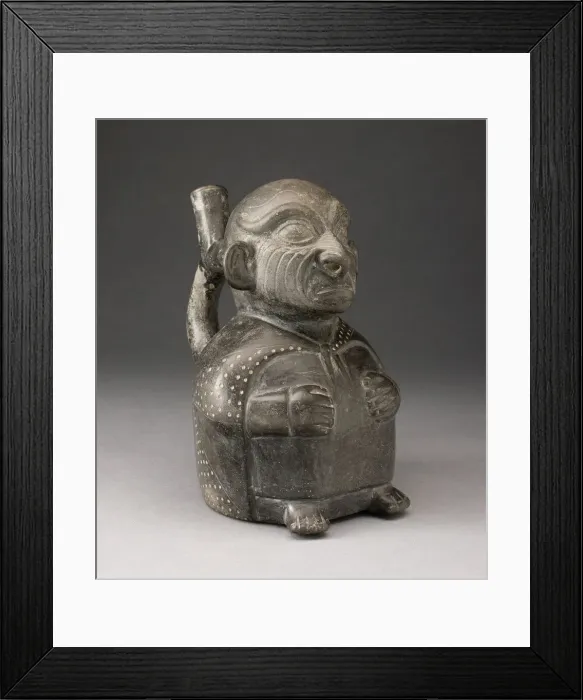 Framed Print : Portrait Vessel of Seated Figure with Wrinkled Face, 100 B. C. / A. D. 500. Creator: Unknown Framed Print : Portrait Vessel of Seated Figure with Wrinkled Face, 100 B. C. / A. D. 500. Creator: Unknown