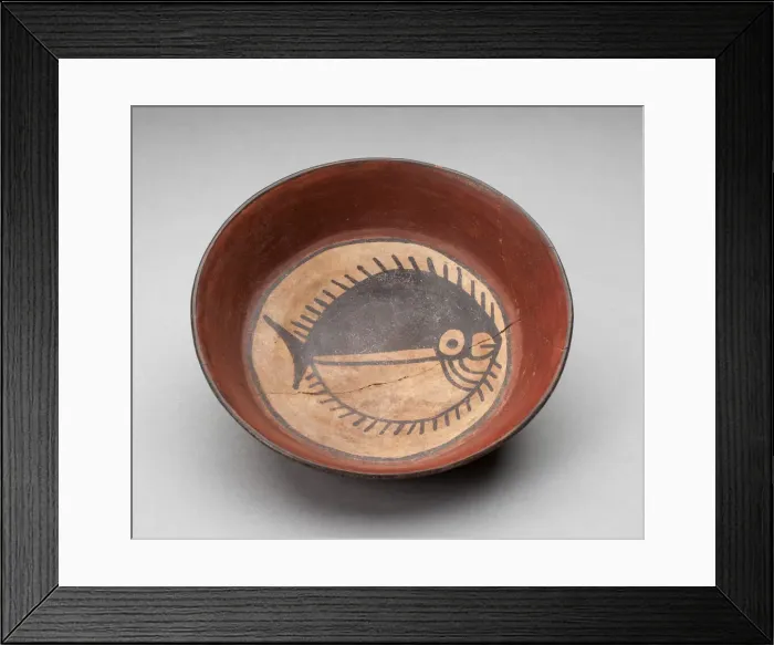 Framed Print : Plate Depicting Round Black-and-White Fish in Interior, 180 B. C. / A. D. 500 Framed Print : Plate Depicting Round Black-and-White Fish in Interior, 180 B. C. / A. D. 500