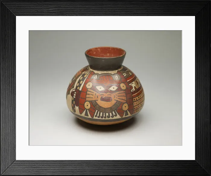 Framed Print : Collared Jar Depicting Costumed Ritual Performer Holding Checkerboard Staff, 180 B. C. / A. D Framed Print : Collared Jar Depicting Costumed Ritual Performer Holding Checkerboard Staff, 180 B. C. / A. D