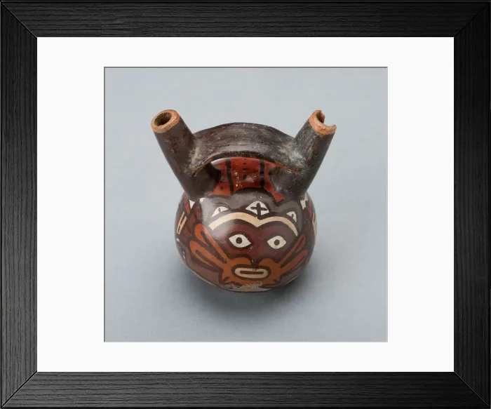 Framed Print : Miniature Double Spout Vessel Depicting Masked Ritual Performer, 180 B. C. / A. D. 500 Framed Print : Miniature Double Spout Vessel Depicting Masked Ritual Performer, 180 B. C. / A. D. 500