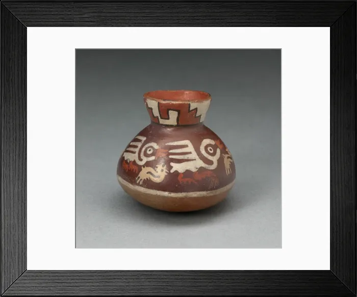 Framed Print : Miniature Jar Depicting Abstract Birds and Fish, 180 B. C. / A. D. 500. Creator: Unknown Framed Print : Miniature Jar Depicting Abstract Birds and Fish, 180 B. C. / A. D. 500. Creator: Unknown