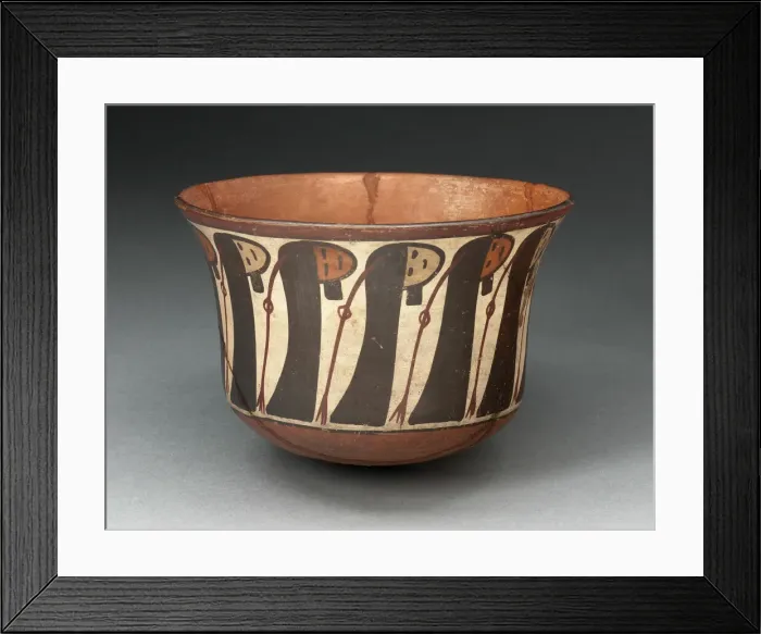 Framed Print : Small Bowl Depicting a Row of Abstract Trophy Heads, 180 B. C. / A. D. 500. Creator: Unknown Framed Print : Small Bowl Depicting a Row of Abstract Trophy Heads, 180 B. C. / A. D. 500. Creator: Unknown