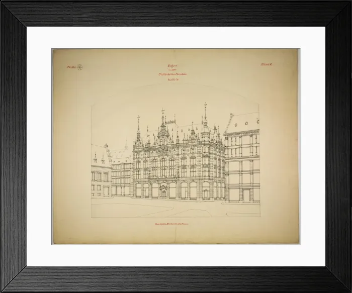 Framed Print : Rathskeller Neubau, Halle (Saale), Saxony-Anhalt, Germany, Perspective (unfinished), c Framed Print : Rathskeller Neubau, Halle (Saale), Saxony-Anhalt, Germany, Perspective (unfinished), c