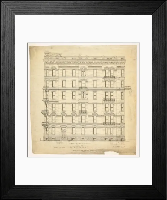 Framed Print : Ontario Apartments, Chicago, Illinois, Elevation, 1880. Creator: Treat & Foltz Framed Print : Ontario Apartments, Chicago, Illinois, Elevation, 1880. Creator: Treat & Foltz