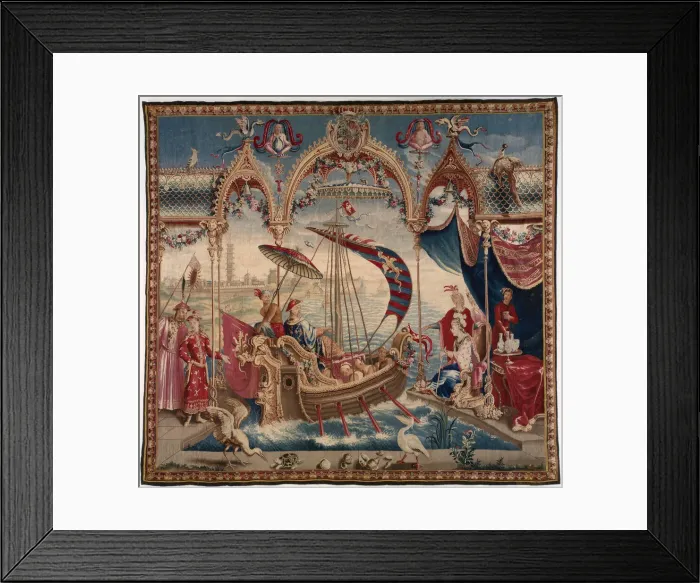Framed Print : The Emperor Sailing, from The Story of the Emperor of China, Beauvais, 1716 / 22 Framed Print : The Emperor Sailing, from The Story of the Emperor of China, Beauvais, 1716 / 22