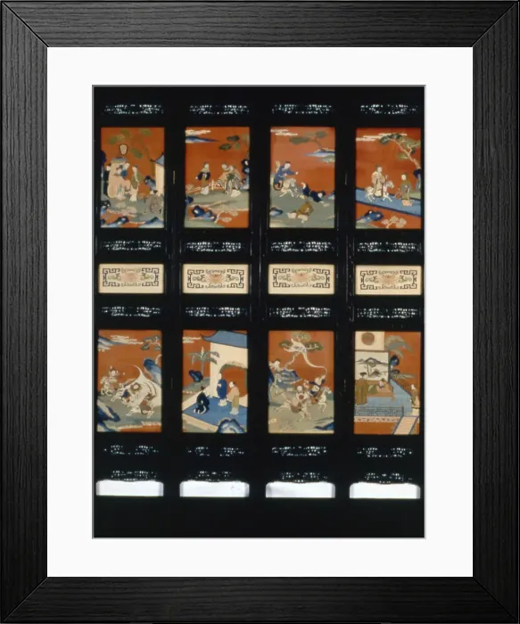 Framed Print : Screen (Four-Fold), China, Qing dynasty (1644-1911), 19th century. Creator: Unknown Framed Print : Screen (Four-Fold), China, Qing dynasty (1644-1911), 19th century. Creator: Unknown
