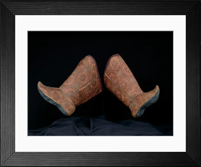 Framed Print : Pair of Womans Boots with Tying Ribbon, China, Tang dynasty(618-906 Framed Print : Pair of Womans Boots with Tying Ribbon, China, Tang dynasty(618-906