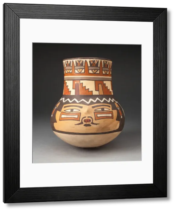 Framed Print : Beaker Depicting a Human Head with Bound Lips and Geometric Motifs, 180 B. C. / A. D. 500 Framed Print : Beaker Depicting a Human Head with Bound Lips and Geometric Motifs, 180 B. C. / A. D. 500