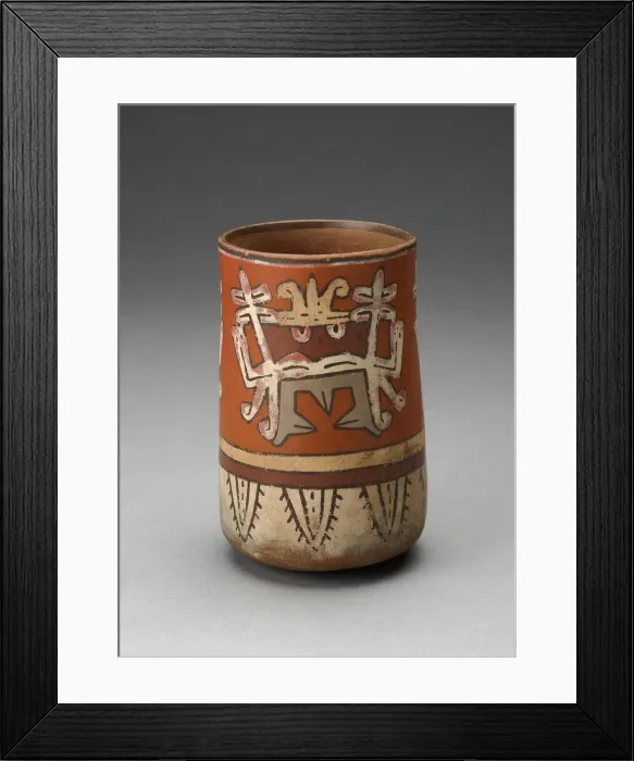 Framed Print : Beaker Depicting Highly Abstracted Face or Mask, 180 B. C. / A. D. 500. Creator: Unknown Framed Print : Beaker Depicting Highly Abstracted Face or Mask, 180 B. C. / A. D. 500. Creator: Unknown