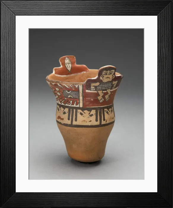 Framed Print : Stepped-Rim Beaker Depicting Human Figures, Faces, and Abstract Motifs, 180 B. C. / A. D. 500 Framed Print : Stepped-Rim Beaker Depicting Human Figures, Faces, and Abstract Motifs, 180 B. C. / A. D. 500