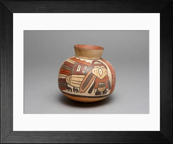 Framed Print : Jar Depicting an Abstract Bird with Trophy Head, 180 B. C. / A. D. 500. Creator: Unknown Framed Print : Jar Depicting an Abstract Bird with Trophy Head, 180 B. C. / A. D. 500. Creator: Unknown