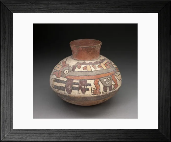 Framed Print : Jar with Narrowed Neck Depciting Anthropomorphic Insect with Trophy Head, 180 B. C. / A. D Framed Print : Jar with Narrowed Neck Depciting Anthropomorphic Insect with Trophy Head, 180 B. C. / A. D