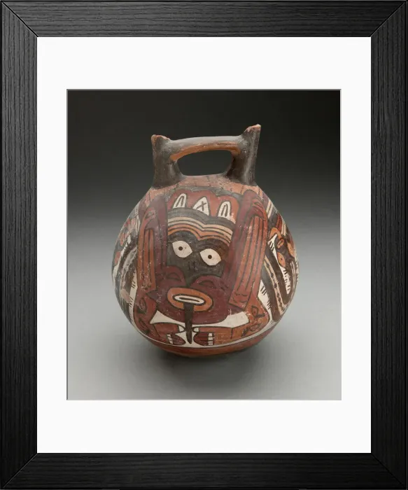 Framed Print : Double Spout Vessel Depicting Costumed Figure with Tattoos and Serpent Attributes, 180 B Framed Print : Double Spout Vessel Depicting Costumed Figure with Tattoos and Serpent Attributes, 180 B