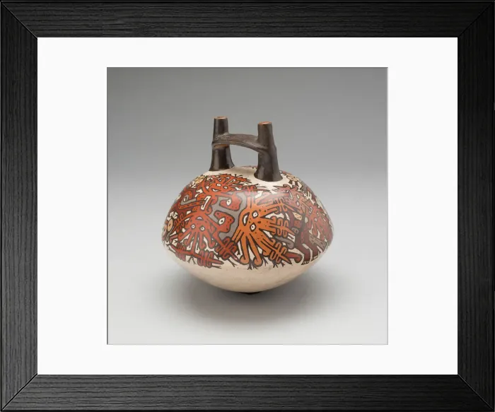 Framed Print : Double-Spouted Vessel Depicting Ritual Masks, 180 B. C.  /  A. D. 500. Creator: Unknown
