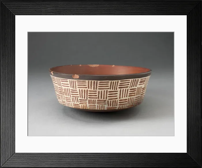 Framed Print : One of a Pair of Bowls with Textile-Like Pattern, 180 B. C. / A. D. 500. Creator: Unknown Framed Print : One of a Pair of Bowls with Textile-Like Pattern, 180 B. C. / A. D. 500. Creator: Unknown