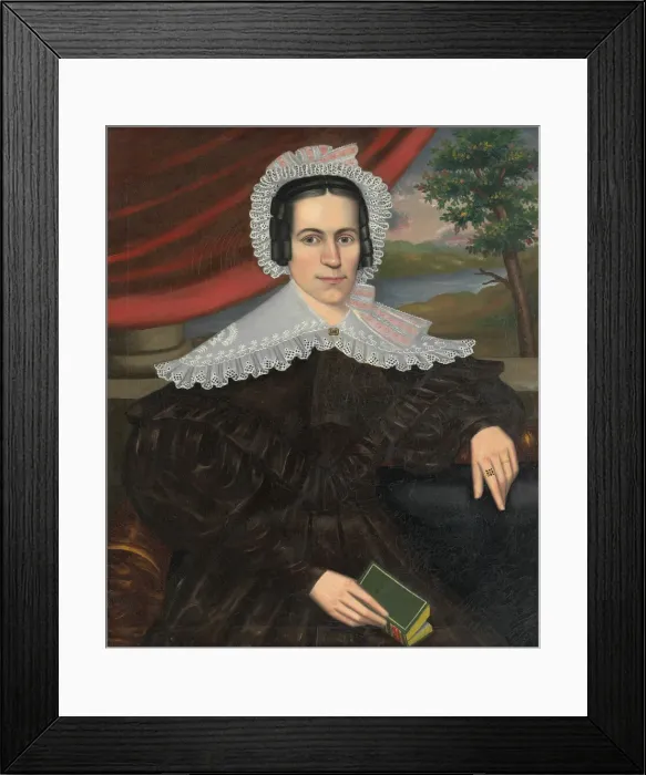 Framed Print : Woman with a Green Book (Louisa Gallond Cook), 1838. Creator: Erastus Salisbury Field Framed Print : Woman with a Green Book (Louisa Gallond Cook), 1838. Creator: Erastus Salisbury Field