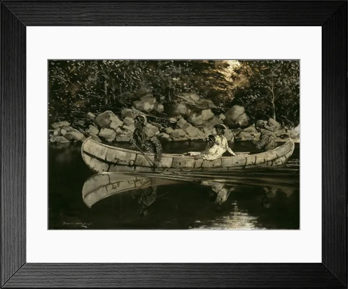 Framed Print : Paddling the Wounded British Officer, 1897. Creator: Frederic Remington Framed Print : Paddling the Wounded British Officer, 1897. Creator: Frederic Remington
