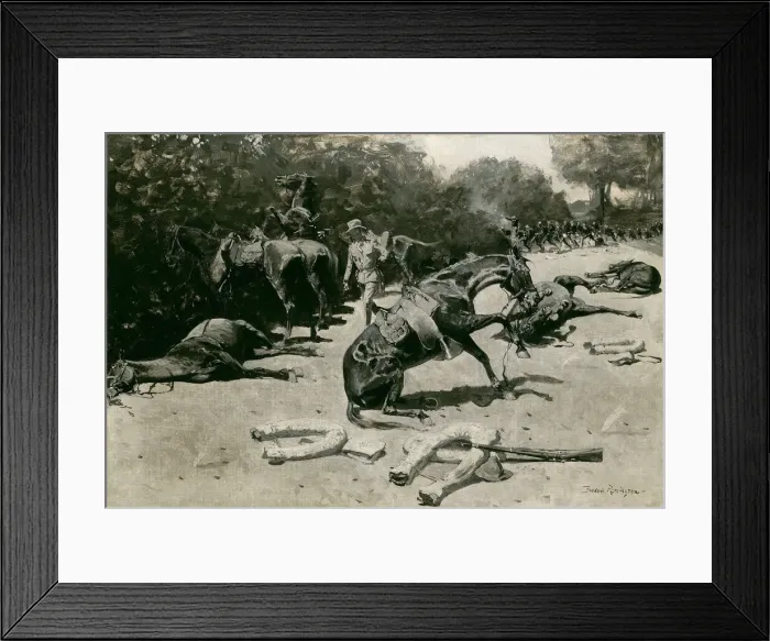 Framed Print : How the Horses Died for Their Country at Santiago, 1899. Creator: Frederic Remington Framed Print : How the Horses Died for Their Country at Santiago, 1899. Creator: Frederic Remington
