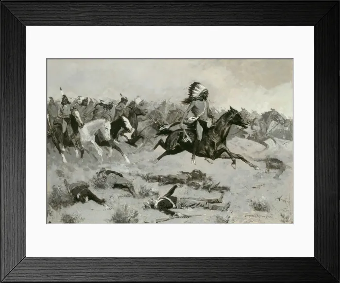 Framed Print : Rushing Red Lodges Passed through the Line, c. 1900. Creator: Frederic Remington Framed Print : Rushing Red Lodges Passed through the Line, c. 1900. Creator: Frederic Remington
