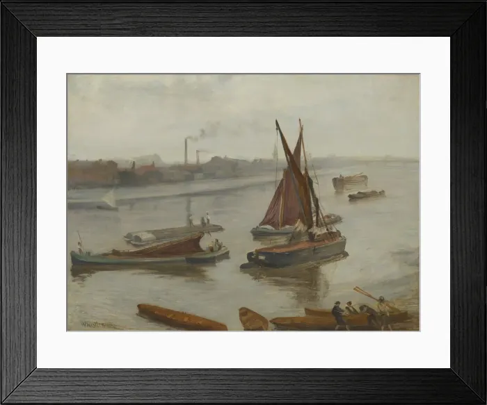 Framed Print : Grey and Silver: Old Battersea Reach, 1863. Creator: James Abbott McNeill Whistler Framed Print : Grey and Silver: Old Battersea Reach, 1863. Creator: James Abbott McNeill Whistler