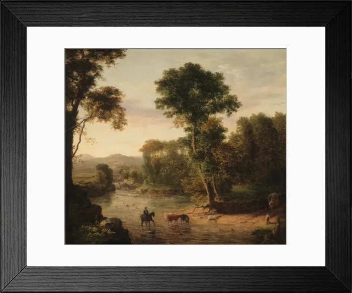 Framed Print : Crossing the Ford, 1848. Creator: George Inness Framed Print : Crossing the Ford, 1848. Creator: George Inness