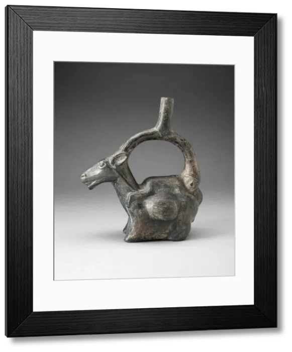 Framed Print : Stirrup Spout Vessel in Form of Llama with Figure on its Back, 100 B. C. / A. D. 500 Framed Print : Stirrup Spout Vessel in Form of Llama with Figure on its Back, 100 B. C. / A. D. 500