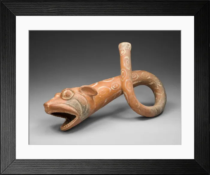 Framed Print : Coiled Trumpet in the Form of a Snarling Feline Face, 100 B. C. / A. D. 500. Creator: Unknown Framed Print : Coiled Trumpet in the Form of a Snarling Feline Face, 100 B. C. / A. D. 500. Creator: Unknown
