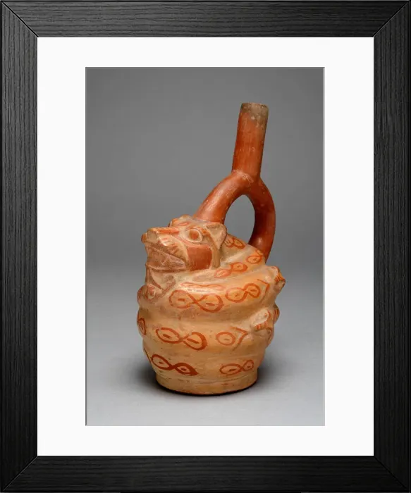 Framed Print : Spout Vessel in Form of Snakes Coiling Around a Feline, 100 B. C. / A. D. 500 Framed Print : Spout Vessel in Form of Snakes Coiling Around a Feline, 100 B. C. / A. D. 500