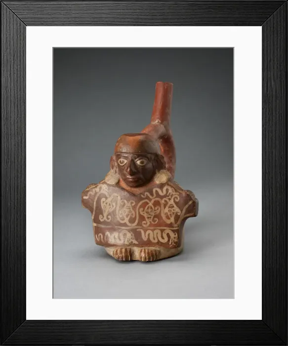 Framed Print : Stirrup Spout Vessel Depicting Man Holding Decorated Textile, 100 B. C. / A. D. 500 Framed Print : Stirrup Spout Vessel Depicting Man Holding Decorated Textile, 100 B. C. / A. D. 500