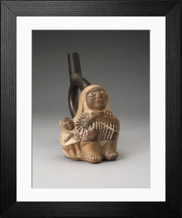Framed Print : Handle Spout Vessel in the Form of a Woman and Child, 100 B. C. / A. D. 500. Creator: Unknown Framed Print : Handle Spout Vessel in the Form of a Woman and Child, 100 B. C. / A. D. 500. Creator: Unknown