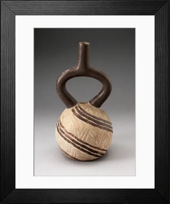 Framed Print : Stirrup Vessel Incised with Textile-Like Pattern in Diagonal Painted Bands, 100 B. C. / A. D Framed Print : Stirrup Vessel Incised with Textile-Like Pattern in Diagonal Painted Bands, 100 B. C. / A. D