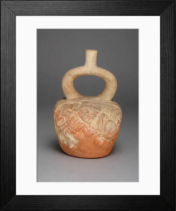 Framed Print : Stirrup Spout Vessel with Relief Depicting a Figure and Crab in Battle, 100 B. C. / A. D. 500 Framed Print : Stirrup Spout Vessel with Relief Depicting a Figure and Crab in Battle, 100 B. C. / A. D. 500