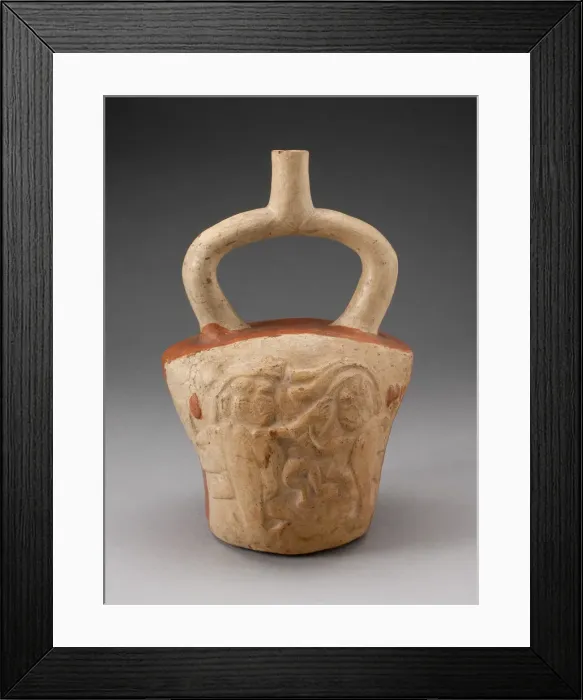 Framed Print : Stirrup Vessel Incised with Supernatural Battle Scene, 100 B. C. / A. D. 500 Framed Print : Stirrup Vessel Incised with Supernatural Battle Scene, 100 B. C. / A. D. 500