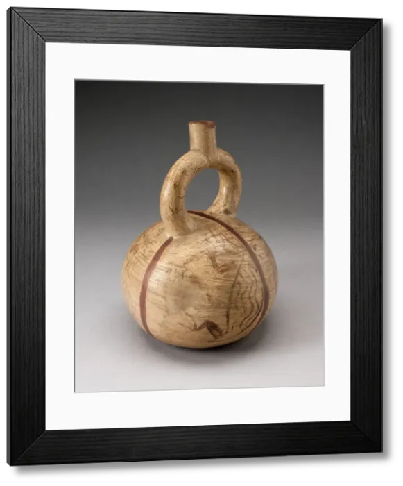 Framed Print : Globular Stirrup Vessel with Depicting Abstract Animals, Possibly Overpainted, 100 B. C. / A Framed Print : Globular Stirrup Vessel with Depicting Abstract Animals, Possibly Overpainted, 100 B. C. / A