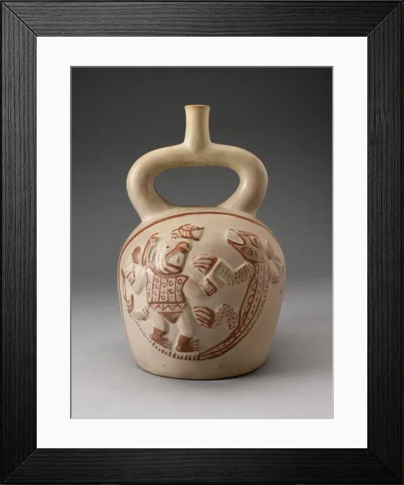 Framed Print : Stirrup Spout Vessel with Raised Mythic Battle Motifs, 100 B. C. / A. D. 500 Framed Print : Stirrup Spout Vessel with Raised Mythic Battle Motifs, 100 B. C. / A. D. 500