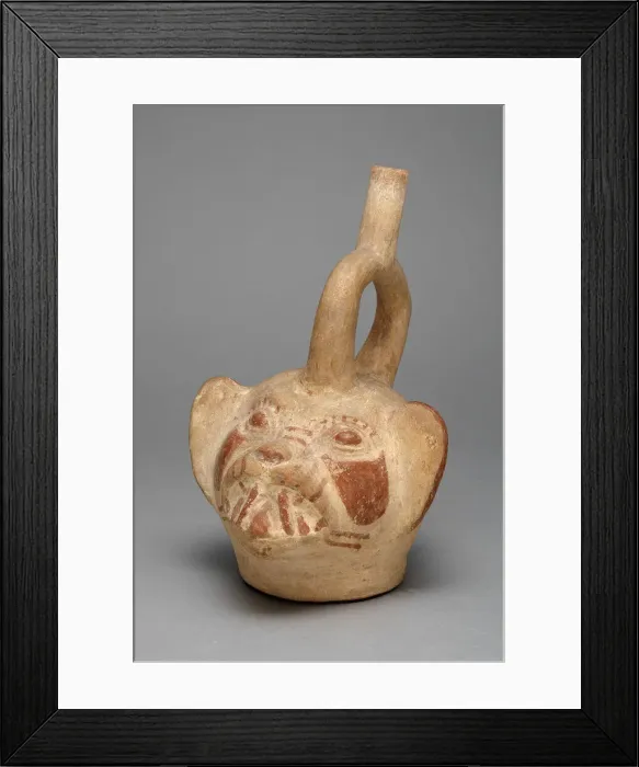 Framed Print : Stirrup Vessel in the Form of a Feline Head, A. D. 250 / 500. Creator: Unknown Framed Print : Stirrup Vessel in the Form of a Feline Head, A. D. 250 / 500. Creator: Unknown