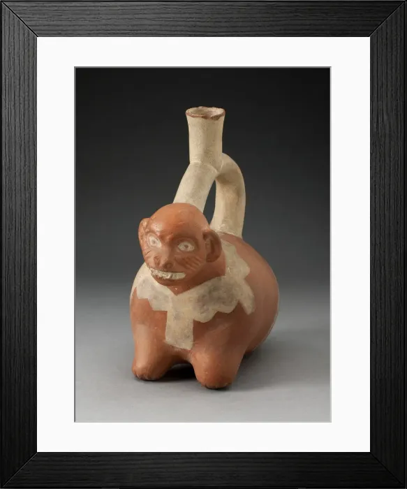 Framed Print : Stirrup Spout Vessel in the Form of a Crouching Animal, Possibly a Monkey, 100 B. C. / A. D Framed Print : Stirrup Spout Vessel in the Form of a Crouching Animal, Possibly a Monkey, 100 B. C. / A. D