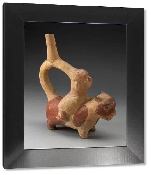 Handle Spout Vessel in the Form of a Woman Riding a Llama, 100 B. C.  /  A. D. 500
